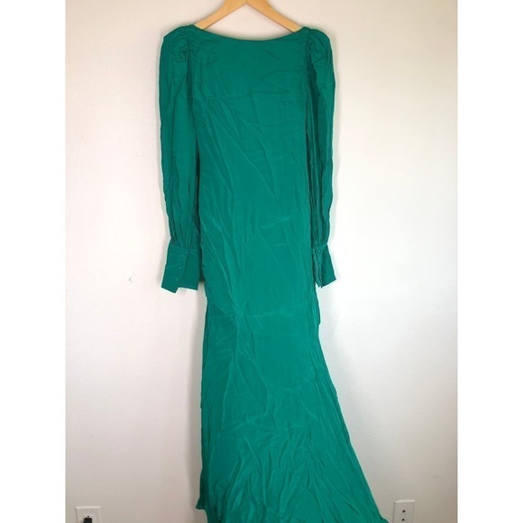 De La Vali Presley Gown Long Balloon Sleeves Green US 6 - Picture 12 of 16
